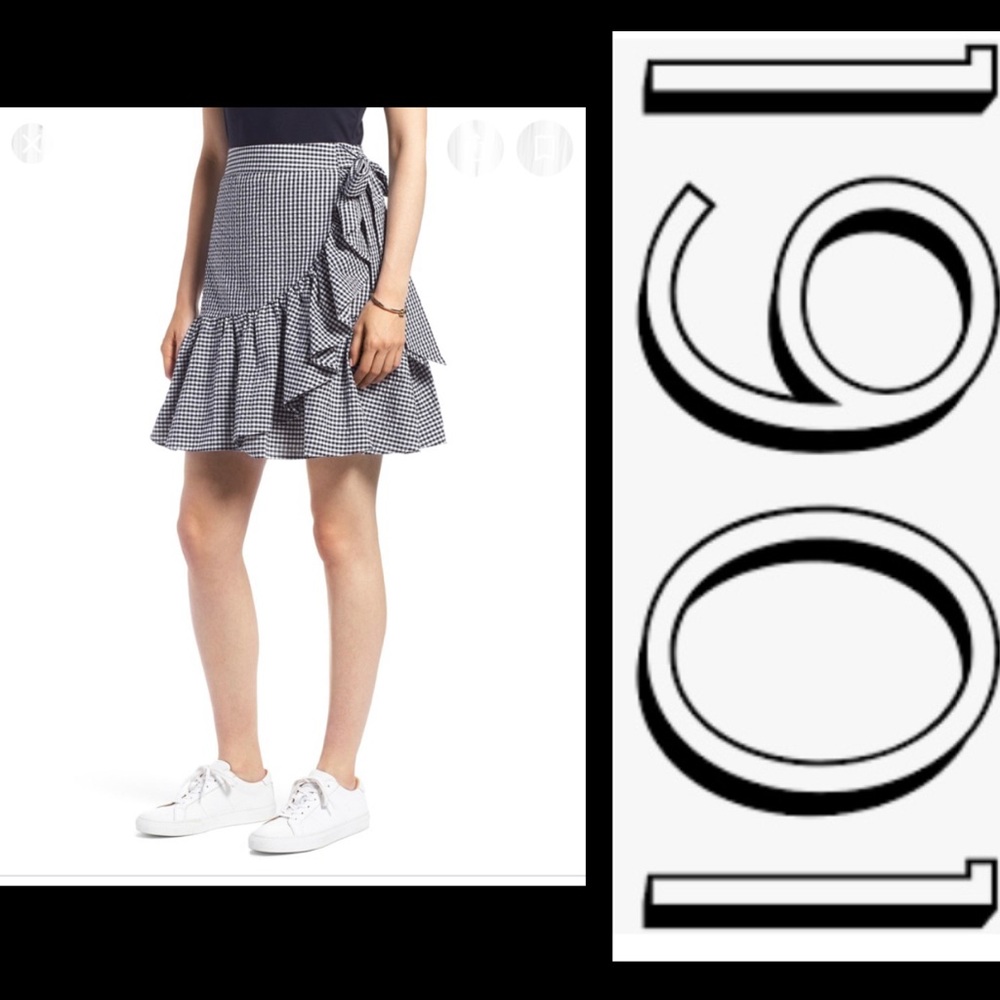 1901 Black & White Gingham Ruffle Skirt